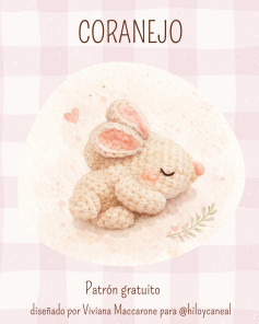 Patrón de ganchillo gratuito para Coranejo, un amigurumi adorable con forma de corazón y orejas rosadas