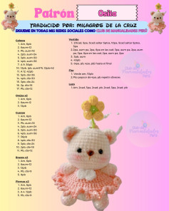 Patrón de Ganchillo para Osita Amigurumi con Vestido Rosa y Flor Amarilla