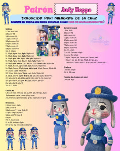 Patrón de Móc Len Judy Hopps: Hướng Dẫn Chi Tiết Búp bê Thỏ Cảnh Sát Zootopia