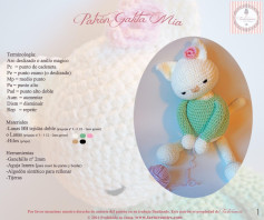 Patrón Gatita Mia - Tutorial completo de amigurumi gato blanco con suéter verde y flor rosa