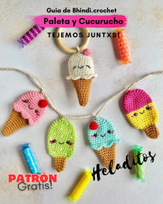 Patrón Gratis: Heladitos de Móc Len (Paleta y Cucurucho) - Guía Paso a Paso Tejemos Juntxs