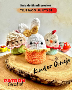 Patrón Gratis Kinder Conejo: Guía de Crochet para Huevos de Pascua con Orejas