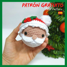 Patrón Gratuito de Amigurumi: Cabeza de Santa Claus Navideña con Barba Blanca y Gorro Rojo