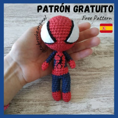 Patrón Gratuito de Amigurumi Spider-Man: Búp bê nhện màu đỏ và xanh với hướng dẫn chi tiết