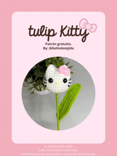 Patrón gratuito de Tulip Kitty: Diseño de amigurumi Hello Kitty en forma de tulipán con instrucciones paso a paso y materiales