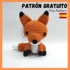 Patrón gratuito de zorro amigurumi en naranja, blanco y negro con instrucciones paso a paso