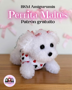 Patrón gratuito Perrita Maltés Amigurumi, guía de materiales y abreviaturas para crochet