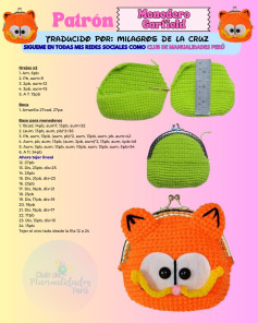 Patrón Monedero Garfield: Tutorial paso a paso para hacer un monedero tejido con forma de gato naranja