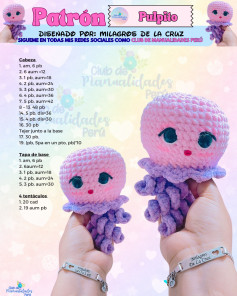 Patrón Pulpito Amigurumi: Tutorial crochet de pulpo tierno en rosa y morado
