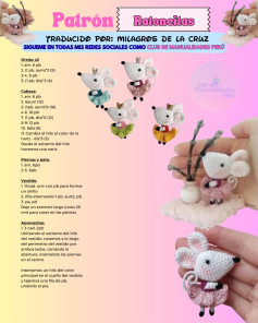 Patrón Ratoncitas: Tutorial crochet búp bê chuột mặc váy màu sắc dễ thương