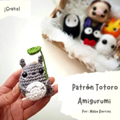 Patrón Totoro Amigurumi Gratuito: Guía de Crochet Paso a Paso con Hilado Gris, Blanco y Verde