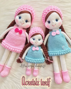 Pitircik Kız Amigurumi Bebek Manken - Ücretsiz Móc Len Sıralı Tarifi ve Şema