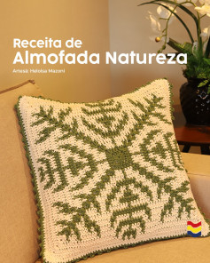 Receita de Almofada Natureza: Padrão Móc Len Geométrico Verde e Bege com Fio Barroco