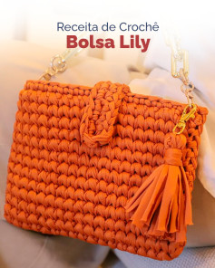 Receita de Crochê Bolsa Lily: Tutorial passo a passo para criar uma bolsa laranja com Fio de Malha Premium, alça acrílica e tassel decorativo