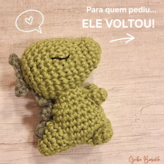 Receita Grátis Dinossauro Amigurumi - Tutorial Passo a Passo de Móc Len Verde