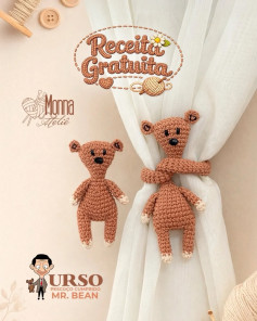 Receita Grátis Urso Mr. Bean Amigurumi - Gấu Cổ Dài Móc Len