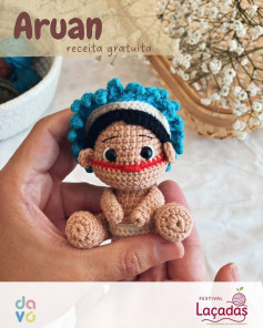 Receita Gratuita Amigurumi Aruan - Boneco Inspirado na Natureza com Tatuagem Facial