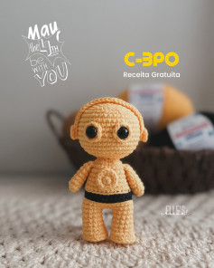 Receita Gratuita de Amigurumi C-3PO Star Wars - Móc Len Nhân Vật Robot Vàng