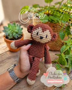 Receita gratuita de amigurumi: Caco o macaquinho (macaco) em tons de marrom e bege