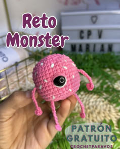 Reto Monster: Patrón Gratuito para Amigurumi Rosa con Ojo Grande