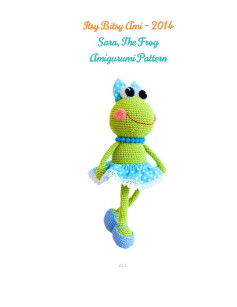 Sara The Frog Amigurumi Pattern - Crochet Doll with Blue Polka Dot Skirt and Bow