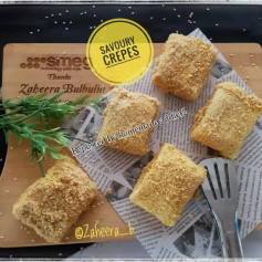 Savoury Crepes: Fried Filled Dough Recipe with Egg and Crumbs