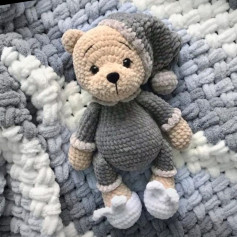Схема вязания амигуруми мишки в пижаме и шапке