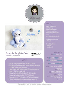 Snowy the Baby Polar Bear Amigurumi Crochet Pattern by Little Mee Creations