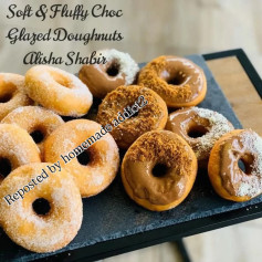 Soft & Fluffy Choc Glazed Doughnuts Recipe by Alisha Shabir