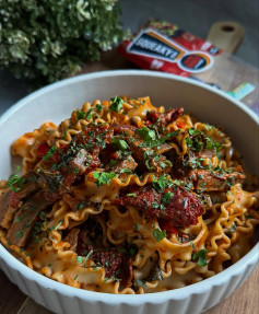 Steak & Chorizo Pasta with Tomato & Chilli Recipe