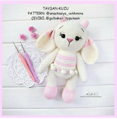 TAVŞAN-KUZU: Hướng dẫn chi tiết cách móc len búp bê thỏ màu kem và hồng