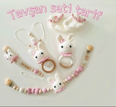 Tavşan seti tarif - Hướng dẫn móc bộ thỏ, núm ti và tất cho bé