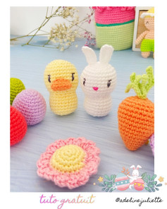 Tuto gratuit mini poussin et lapin amigurumi pour Pâques