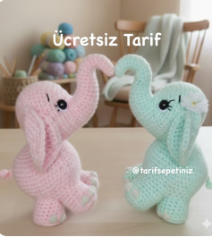 Ücretsiz Amigurumi Fil Tarifi: Pembe ve Yeşil Peluş Elefant Örme Deseni