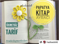 Ücretsiz Papatya Kitap Ayraç Makrome Tarifi - Alize Coton Gold