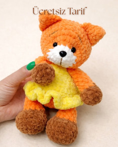 Ücretsiz Türkçe Kadife İplik Amigurumi Tilki Tarifi - Geyik Desenli