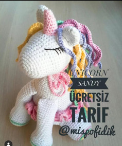 Ücretsiz Unicorn Sandy Amigurumi Örgü Tarifi - Kafadan Kuyruğa Detaylı Adım Adım Şema