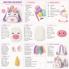 Unicorn Backpack Amigurumi Crochet Pattern: Free Step-by-Step Guide with Materials, Abbreviations, and Assembly Instructions
