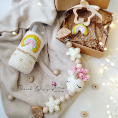 Unicorn Bebek Seti Malzeme Listesi - Rainbow Unicorn Crochet Baby Set Materials